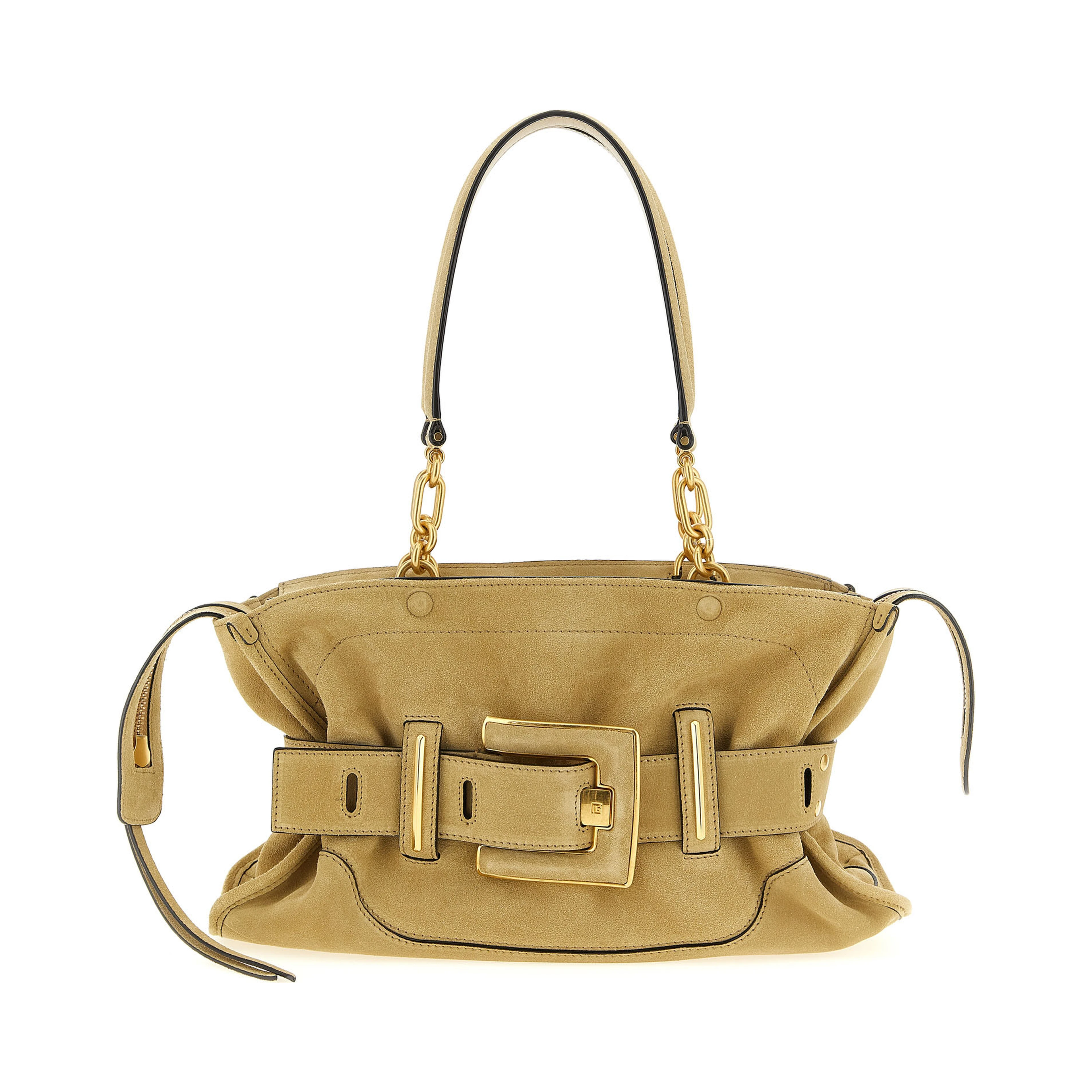 Beige Calfskin Shoulder Bag