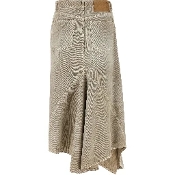 Gray Cotton Midi Skirt