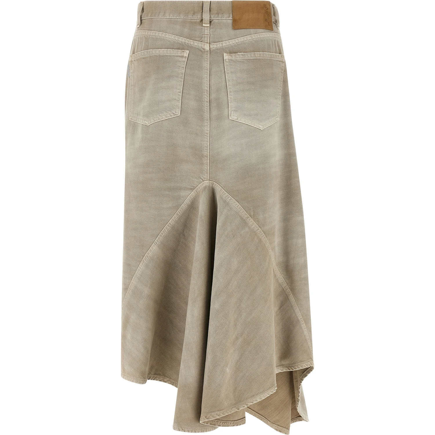Gray Cotton Midi Skirt