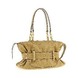 Beige Calfskin Shoulder Bag