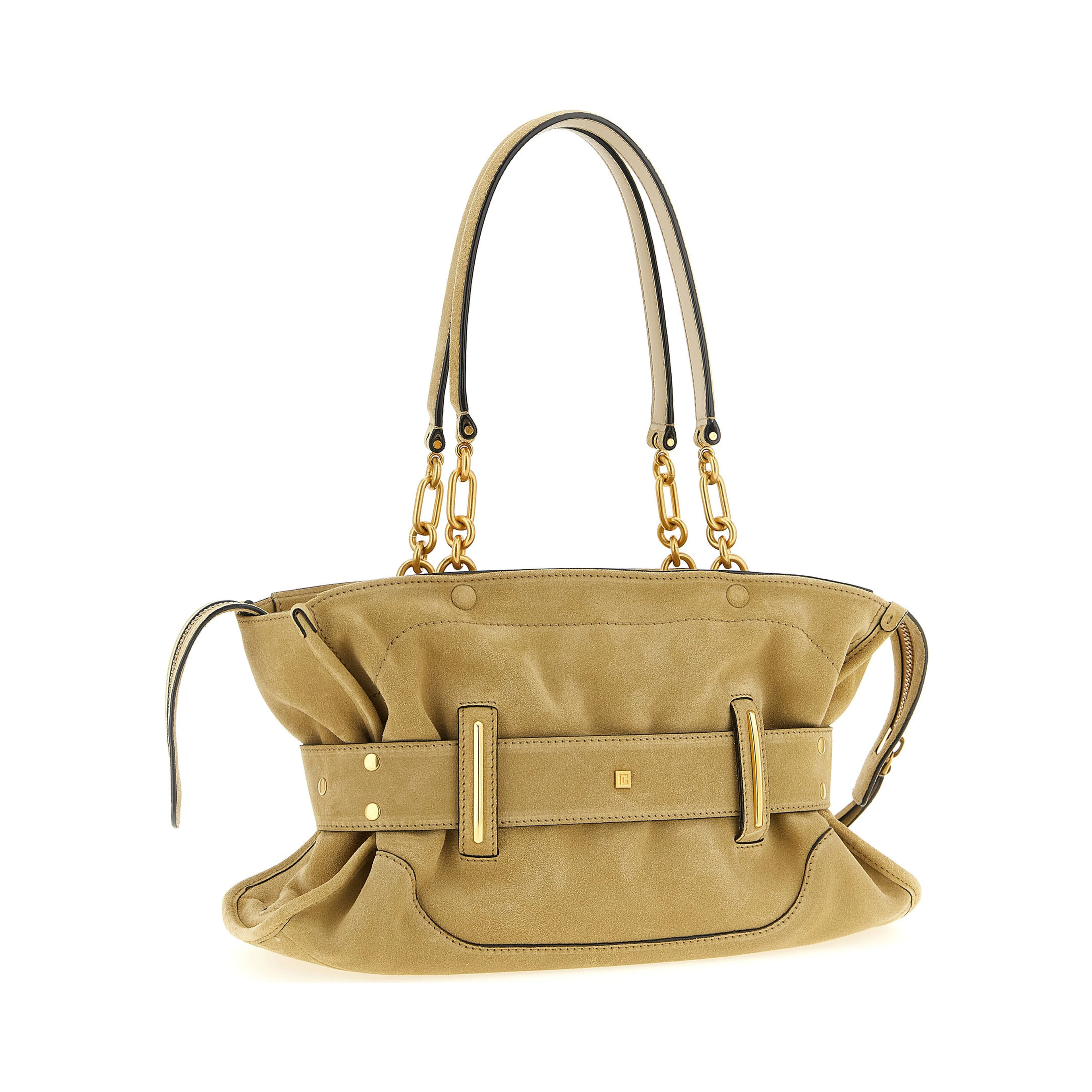 Beige Calfskin Shoulder Bag