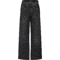 Black Cotton Flared Jeans