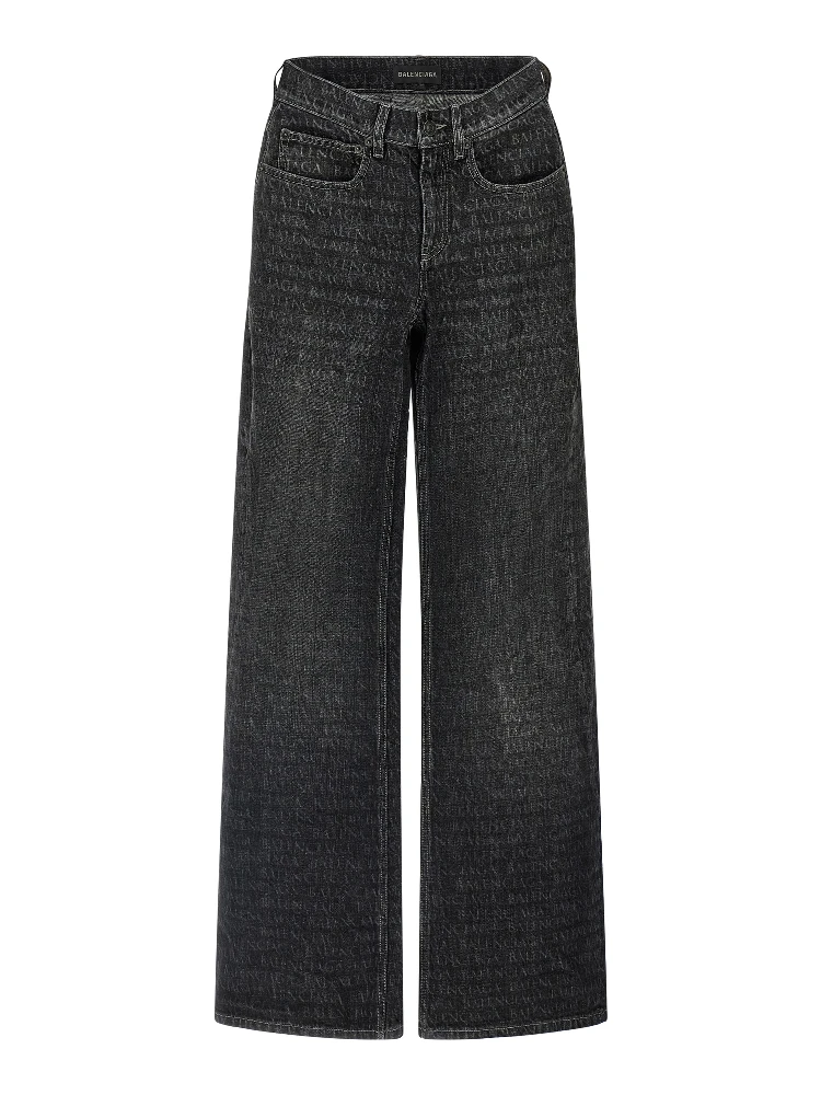 Black Cotton Flared Jeans