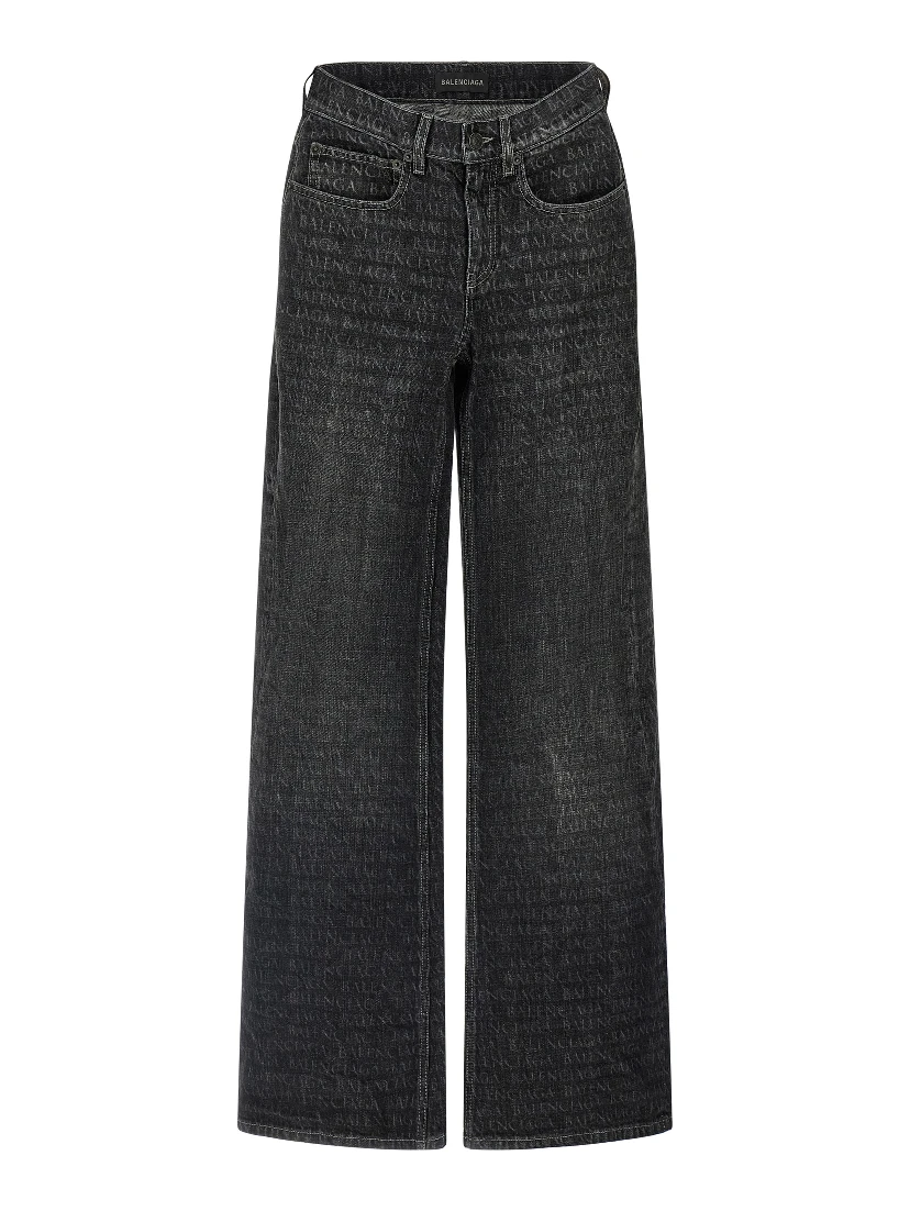 Black Cotton Flared Jeans