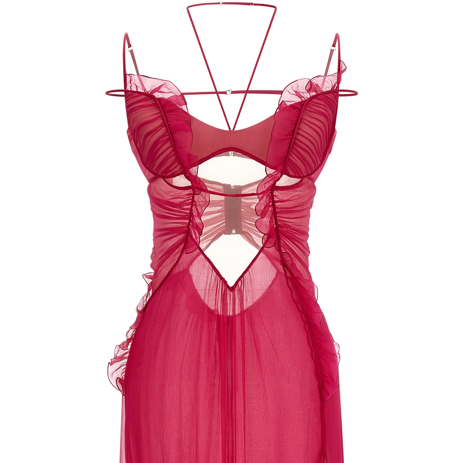 Fuchsia Silk Long Dress