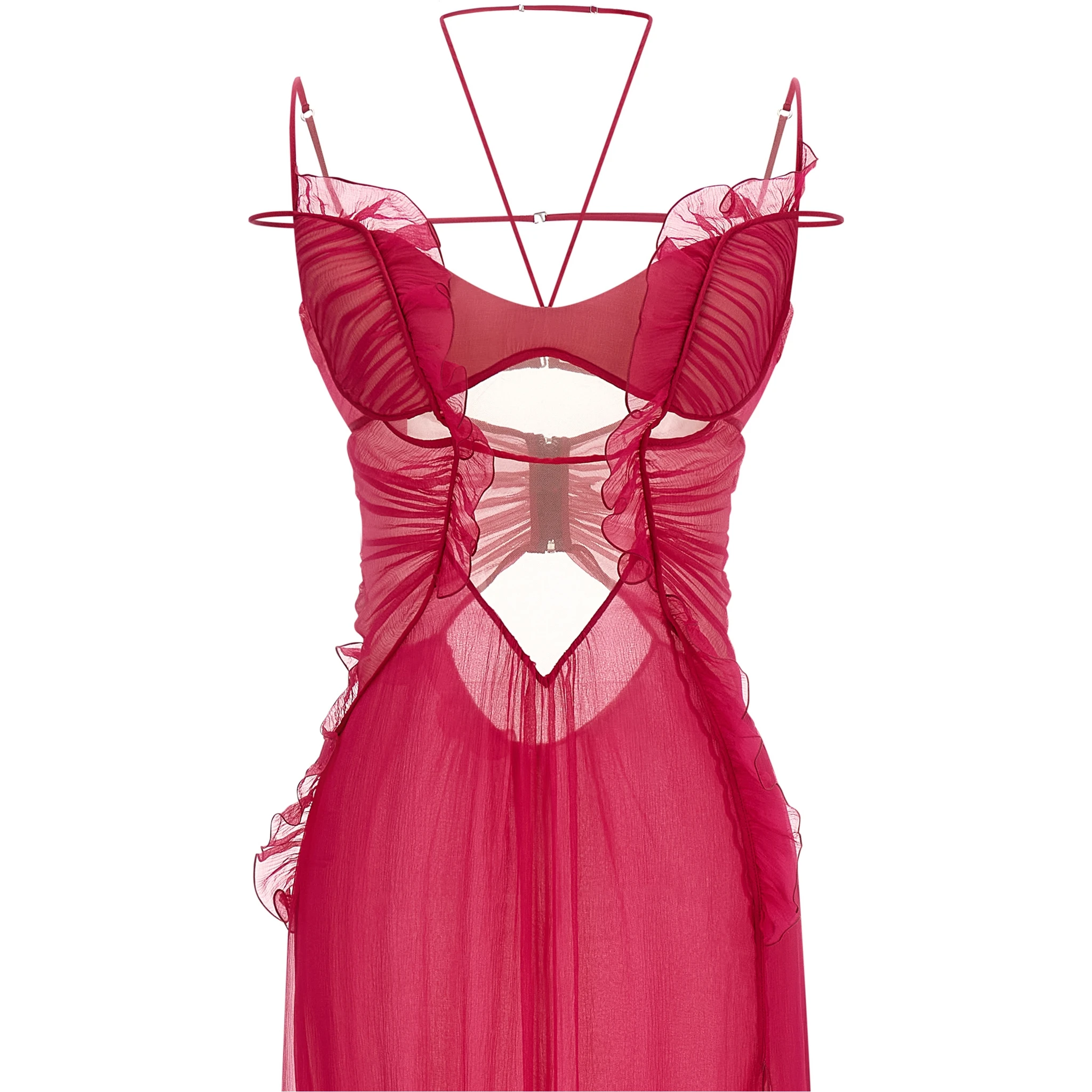 Fuchsia Silk Long Dress