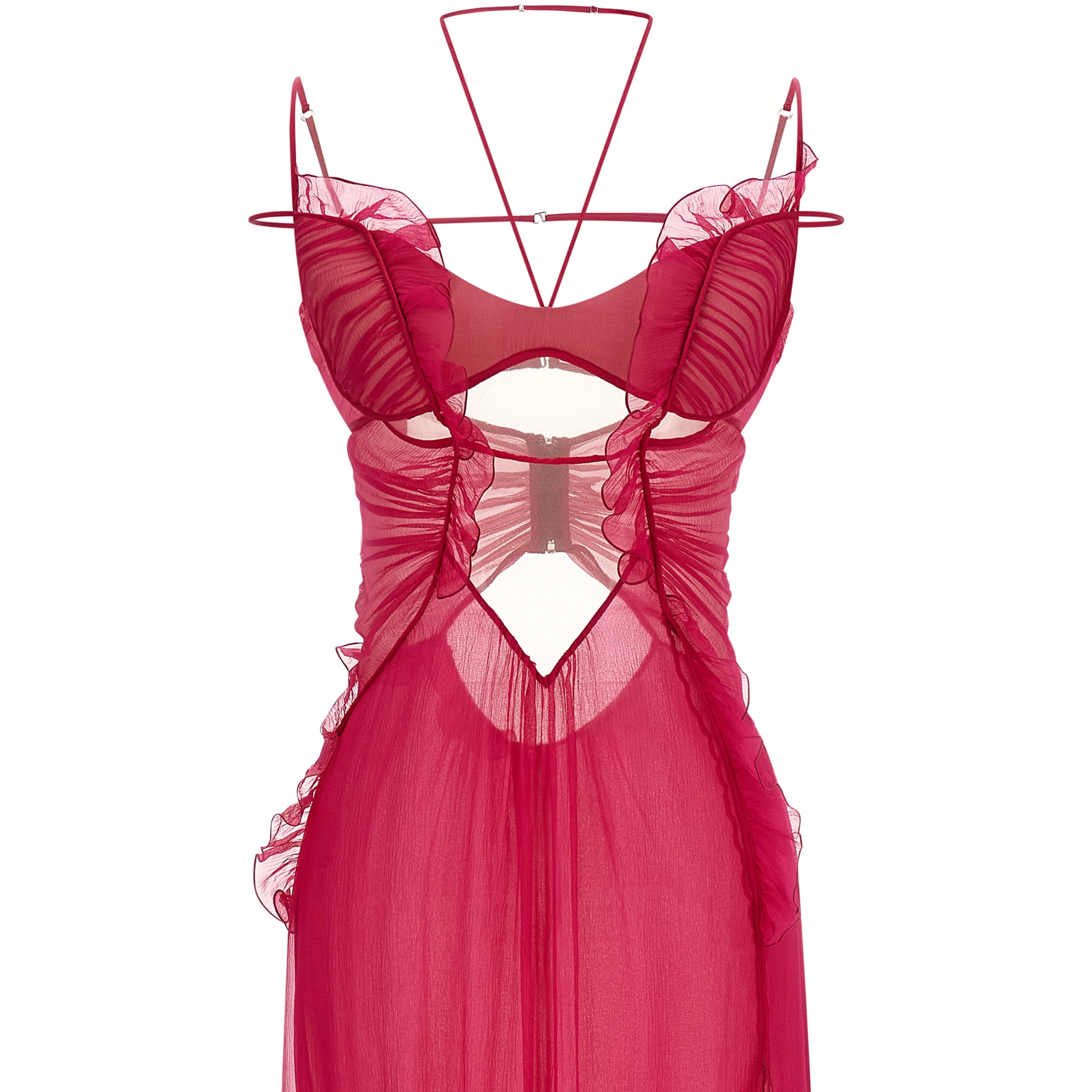 Fuchsia Silk Long Dress