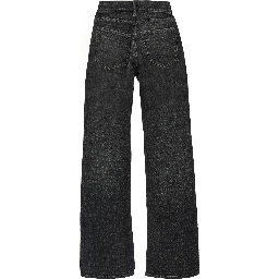Black Cotton Flared Jeans