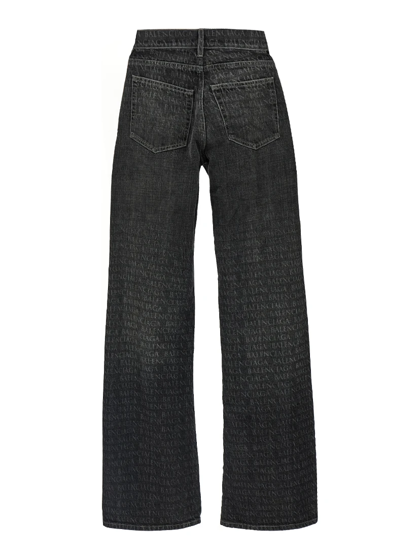 Black Cotton Flared Jeans
