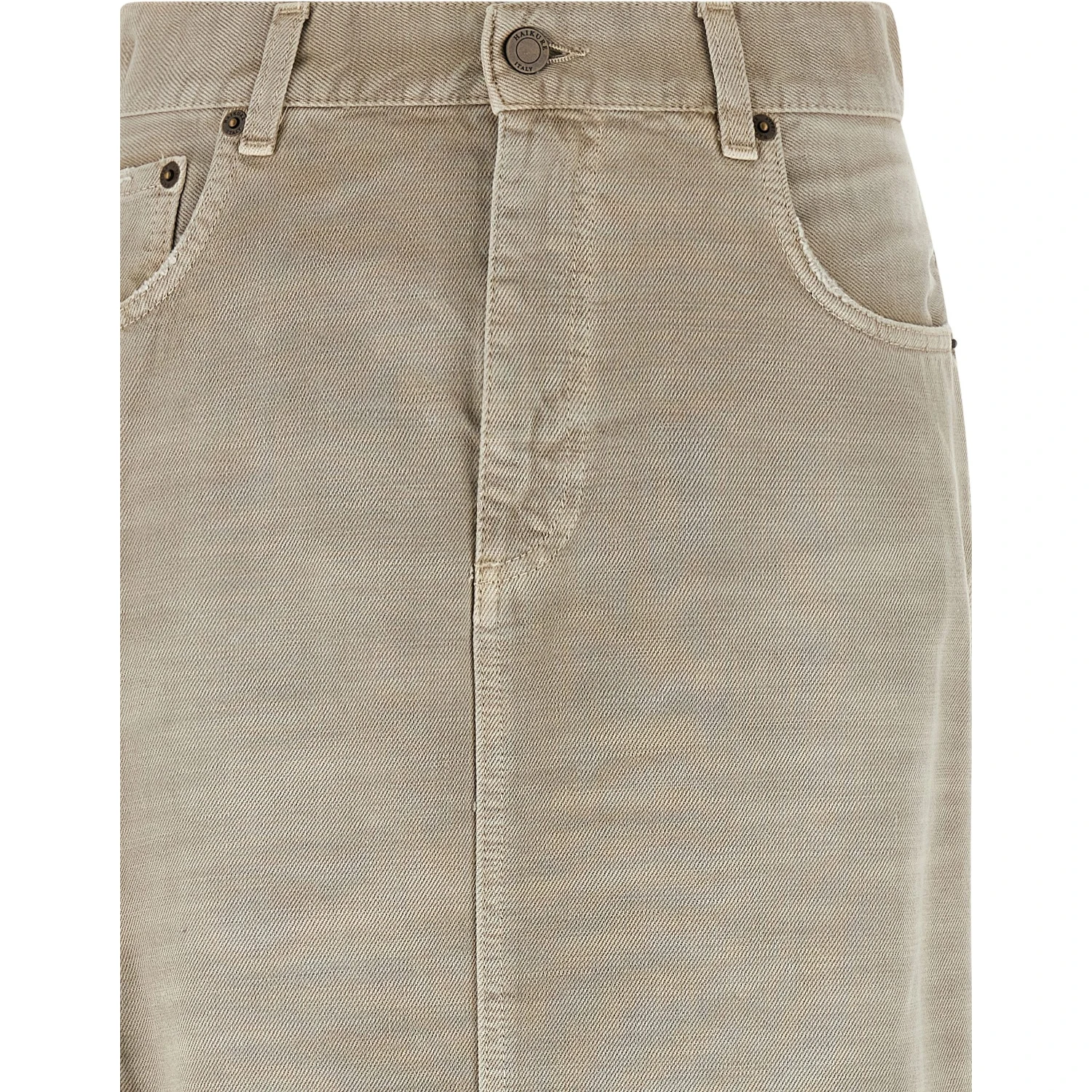 Gray Cotton Midi Skirt