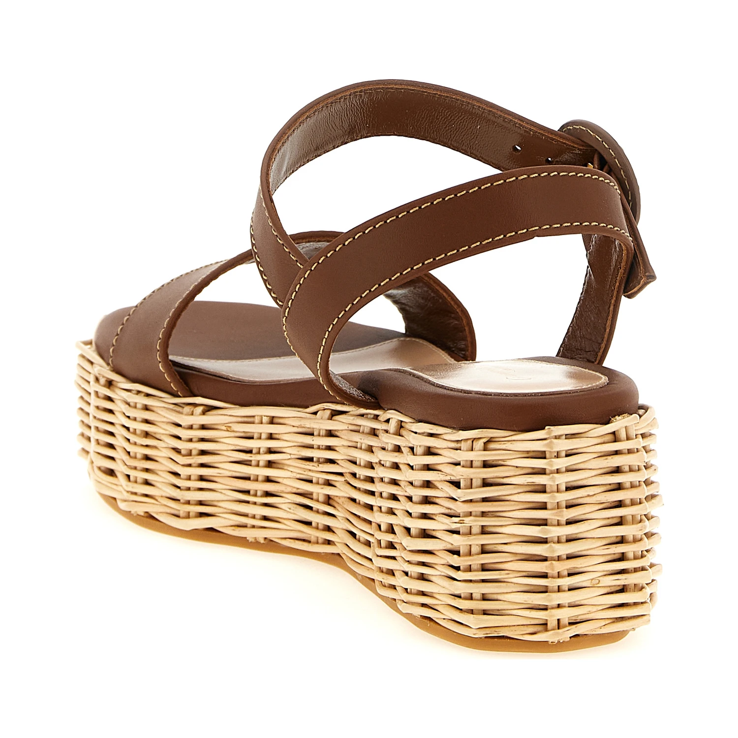 Brown Calfskin Wedge Sandals