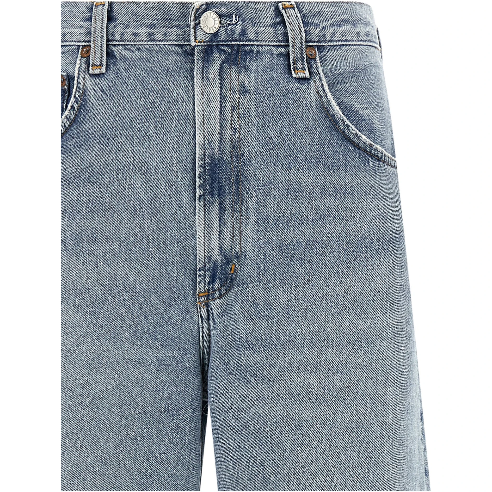 Blue Cotton Tapered Jeans