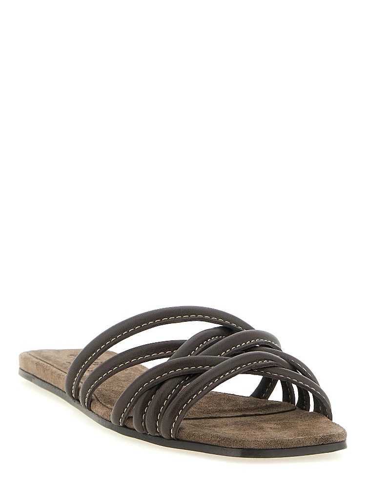 Brown Lamb Leather Slides alternative