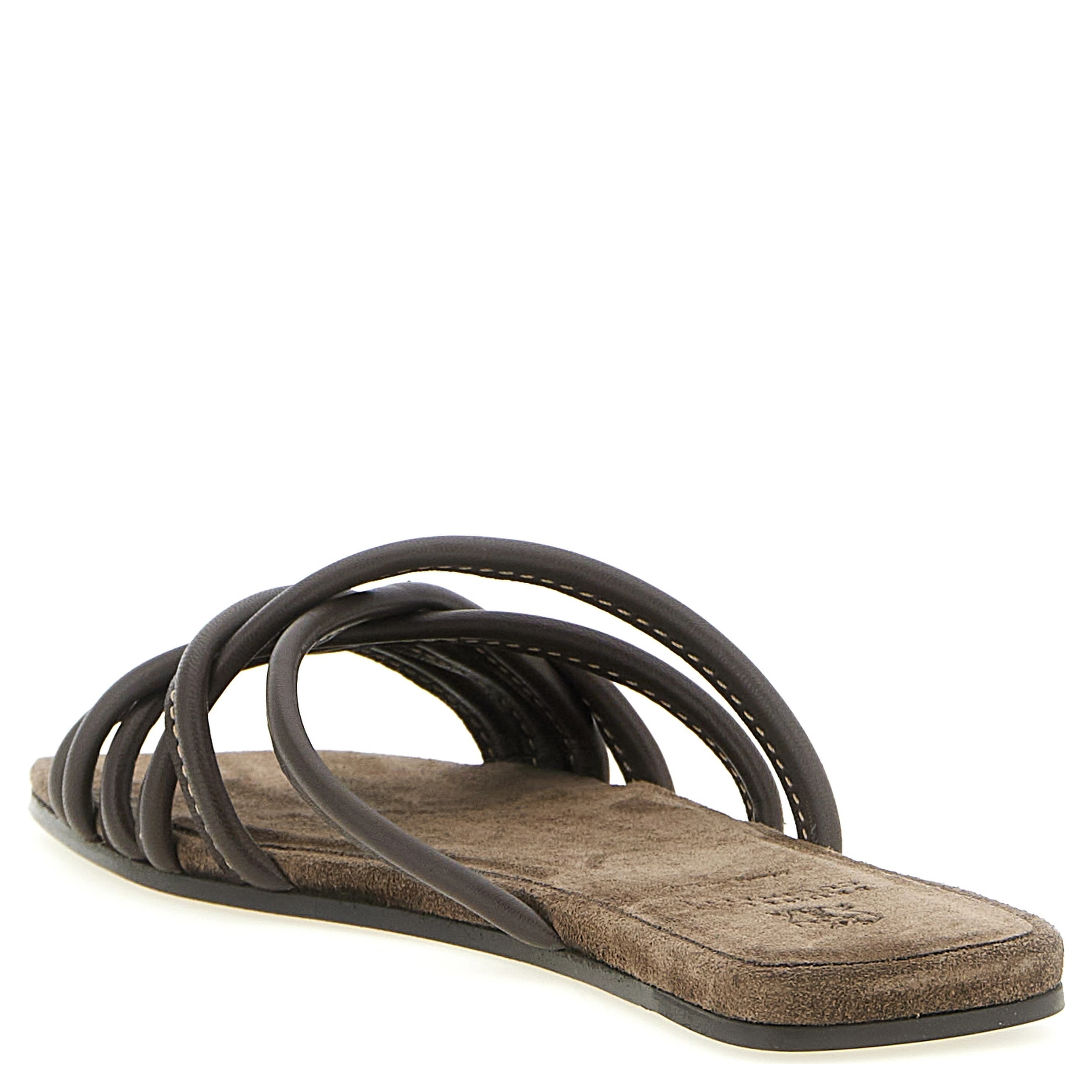 Brown Lamb Leather Slides