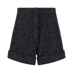 Blue Cotton Bermuda Shorts