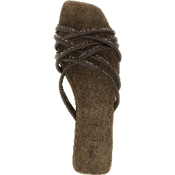 Brown Lamb Leather Slides