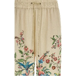 Beige Polyester Casual Pants