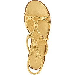 Gold Lamb Leather Flat Sandals