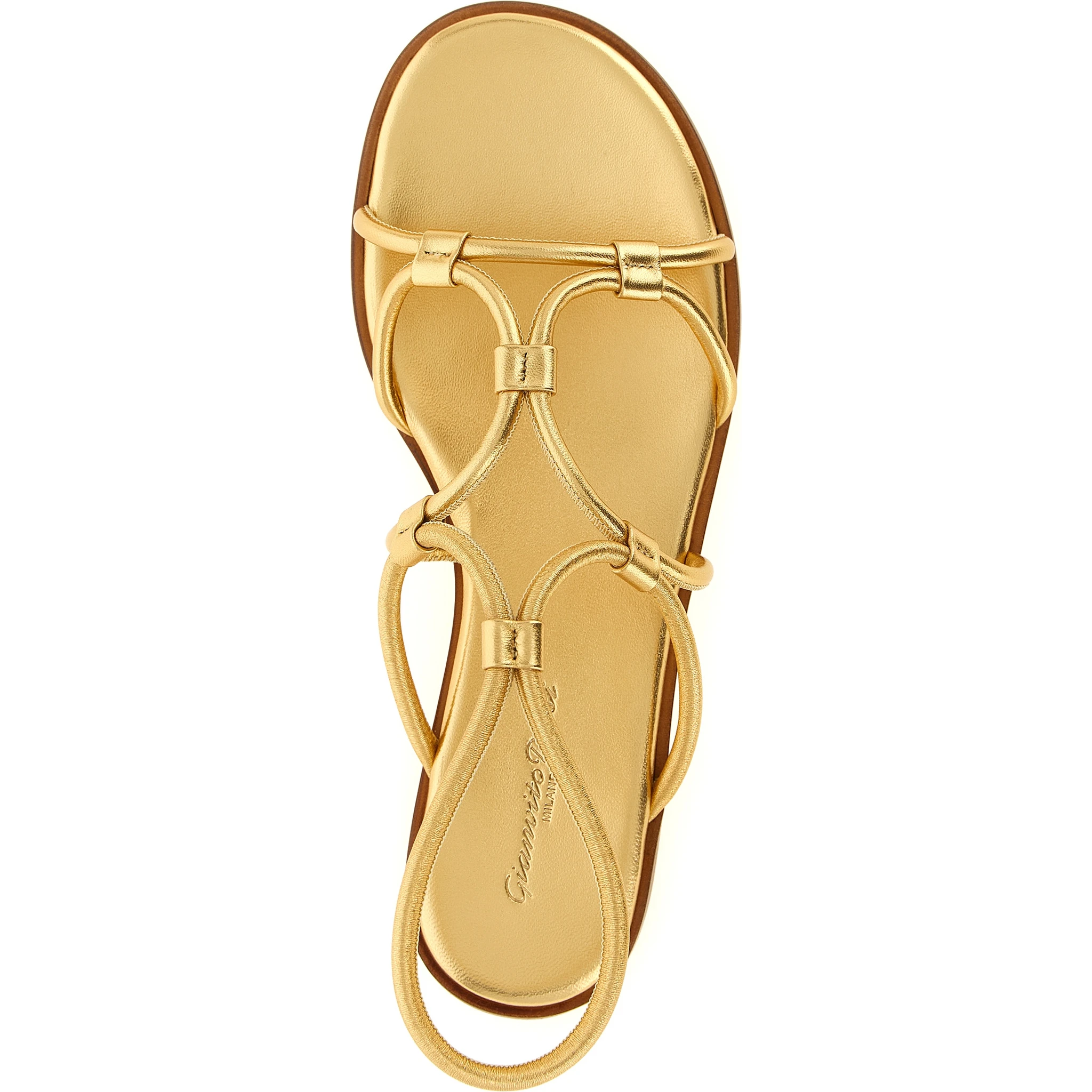 Gold Lamb Leather Flat Sandals