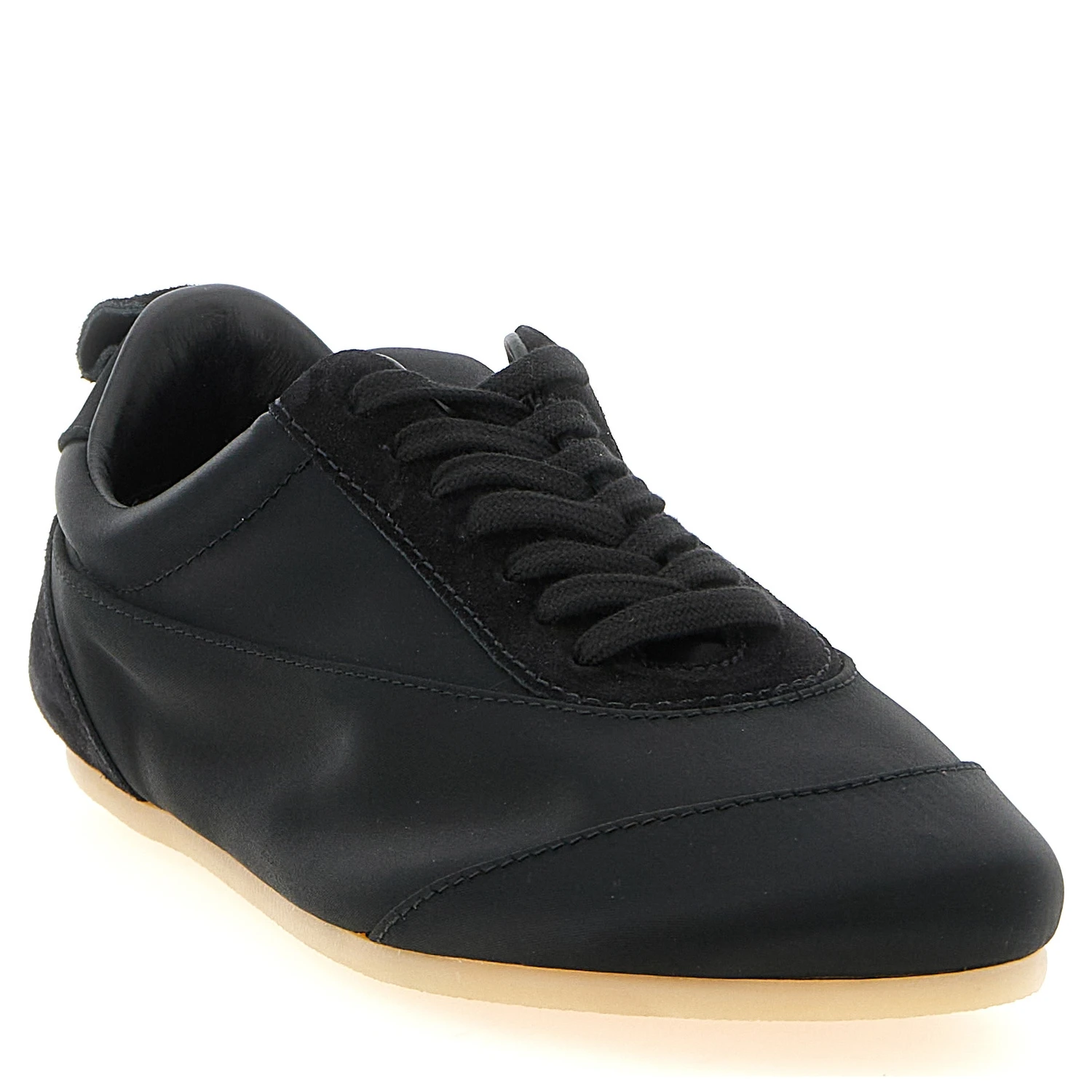 Black Cotton Low Top Sneakers