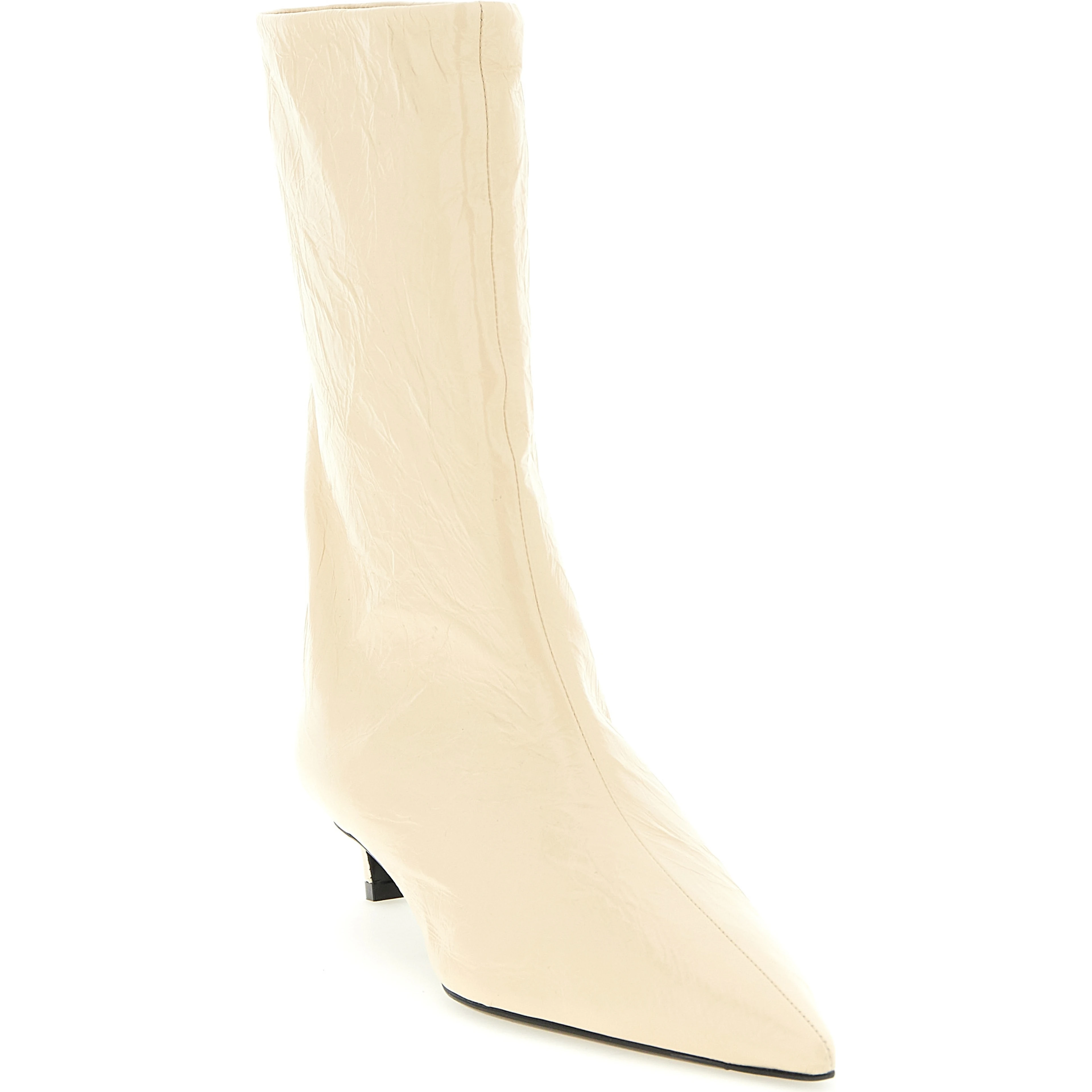 Beige Calfskin Ankle Boots