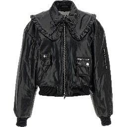 Black Leather Bomber