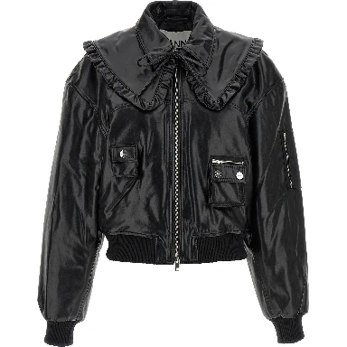 Black Leather Bomber