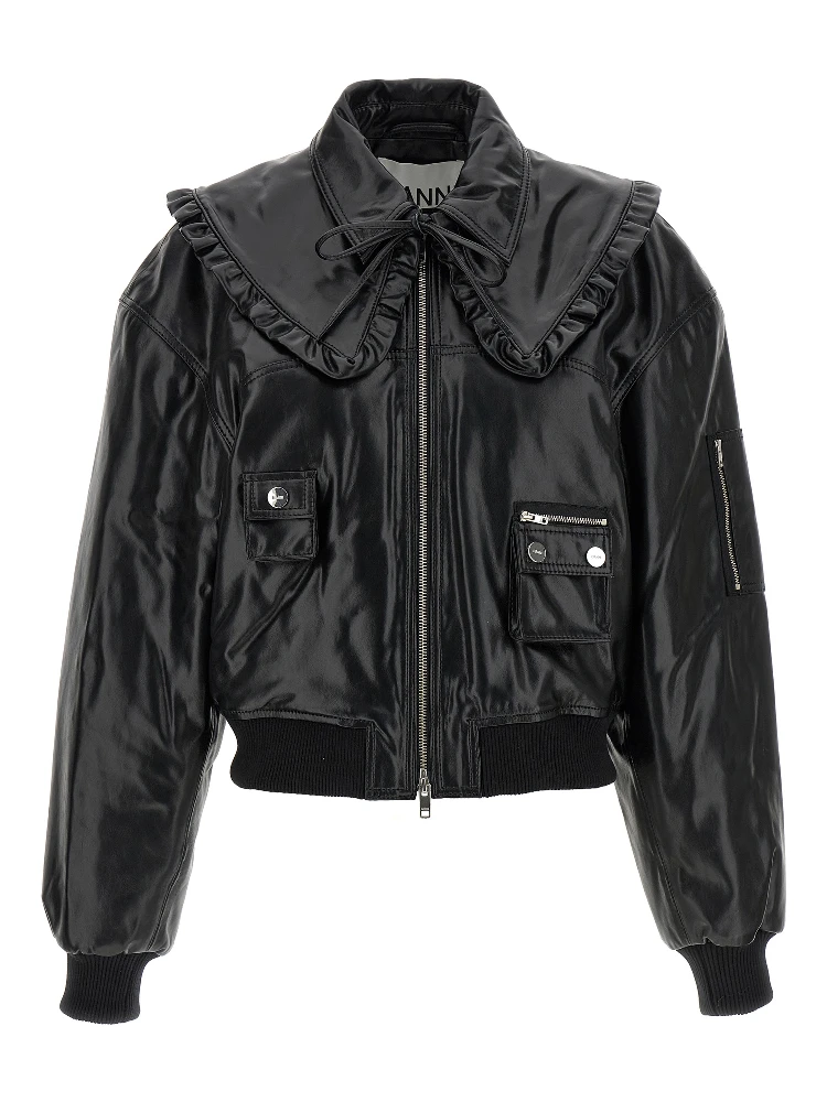Black Leather Bomber