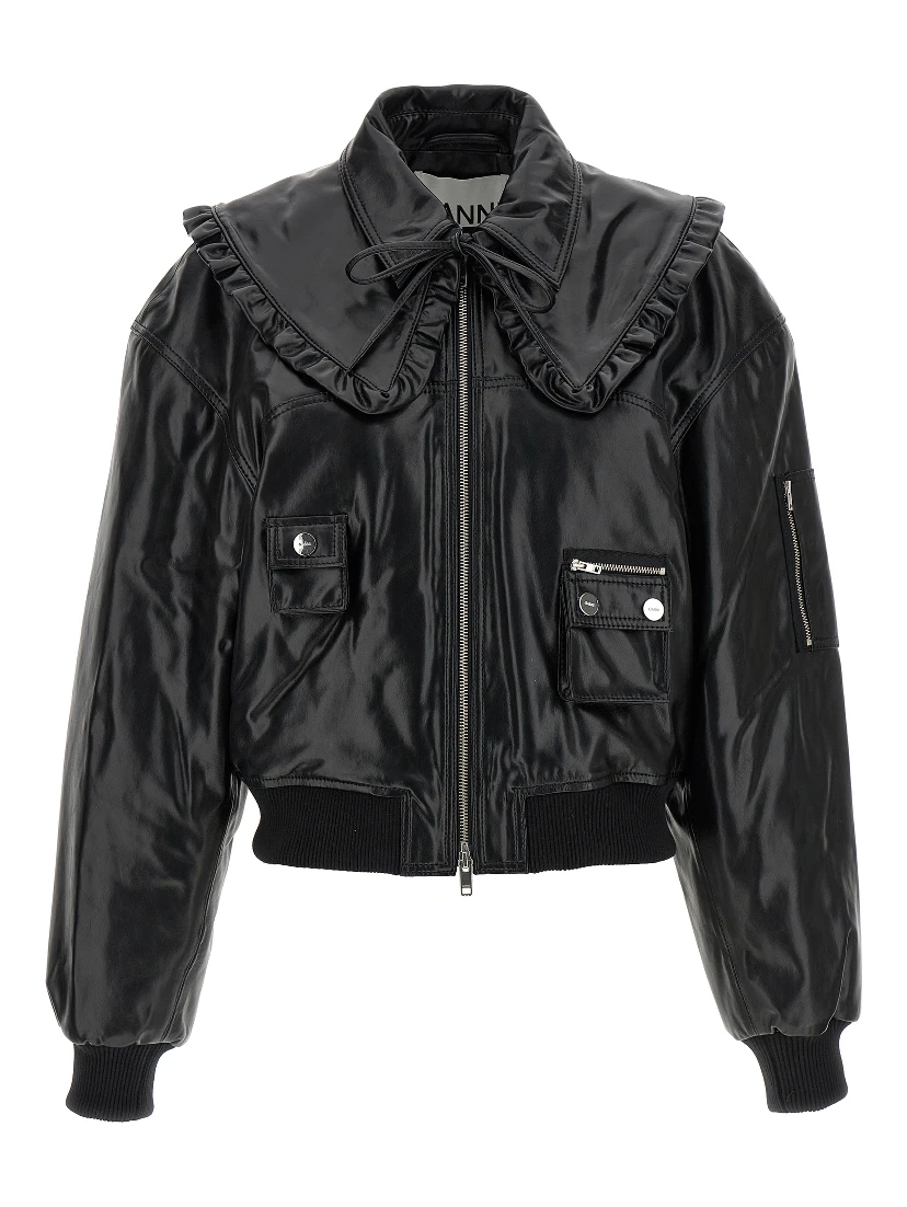 Black Leather Bomber