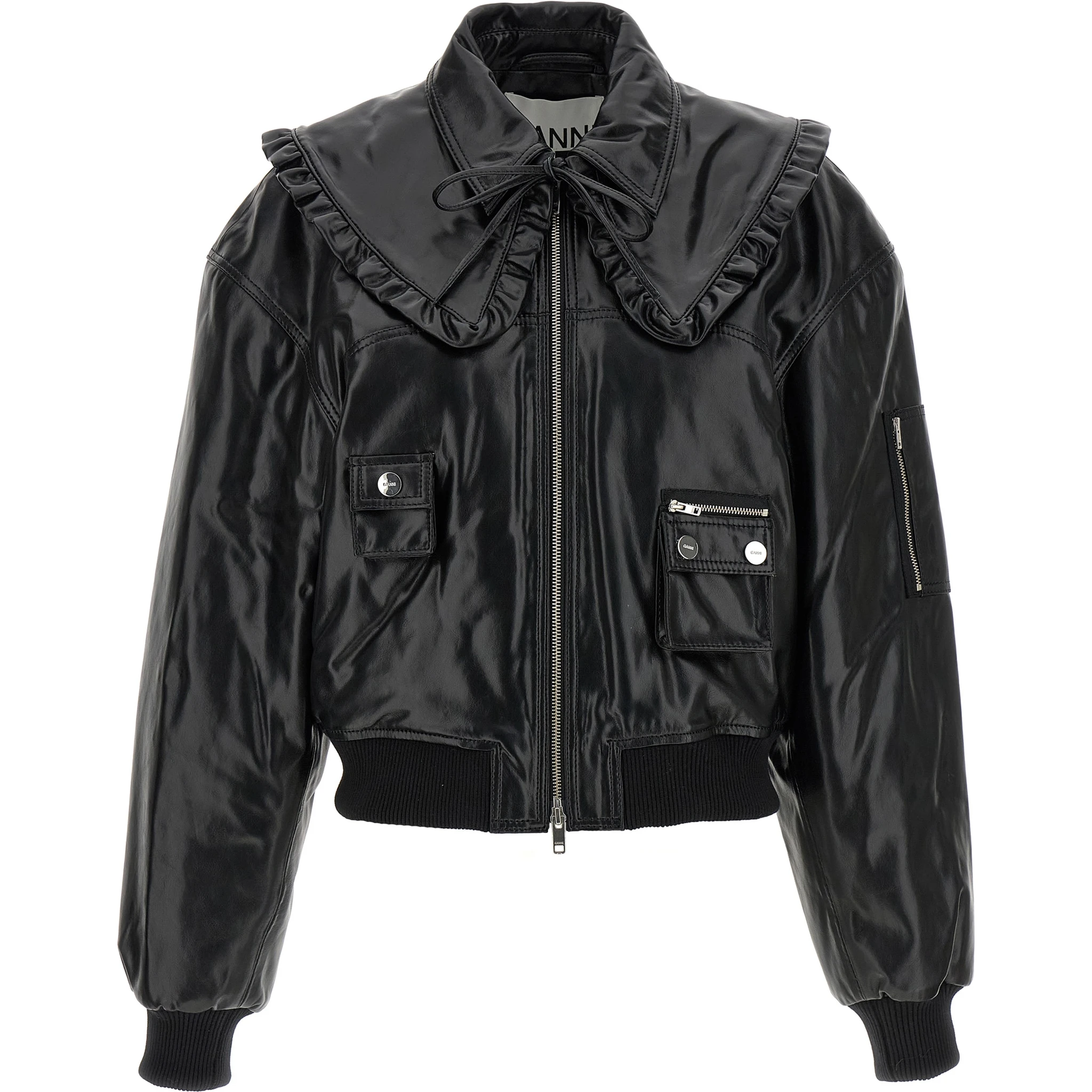 Black Leather Bomber