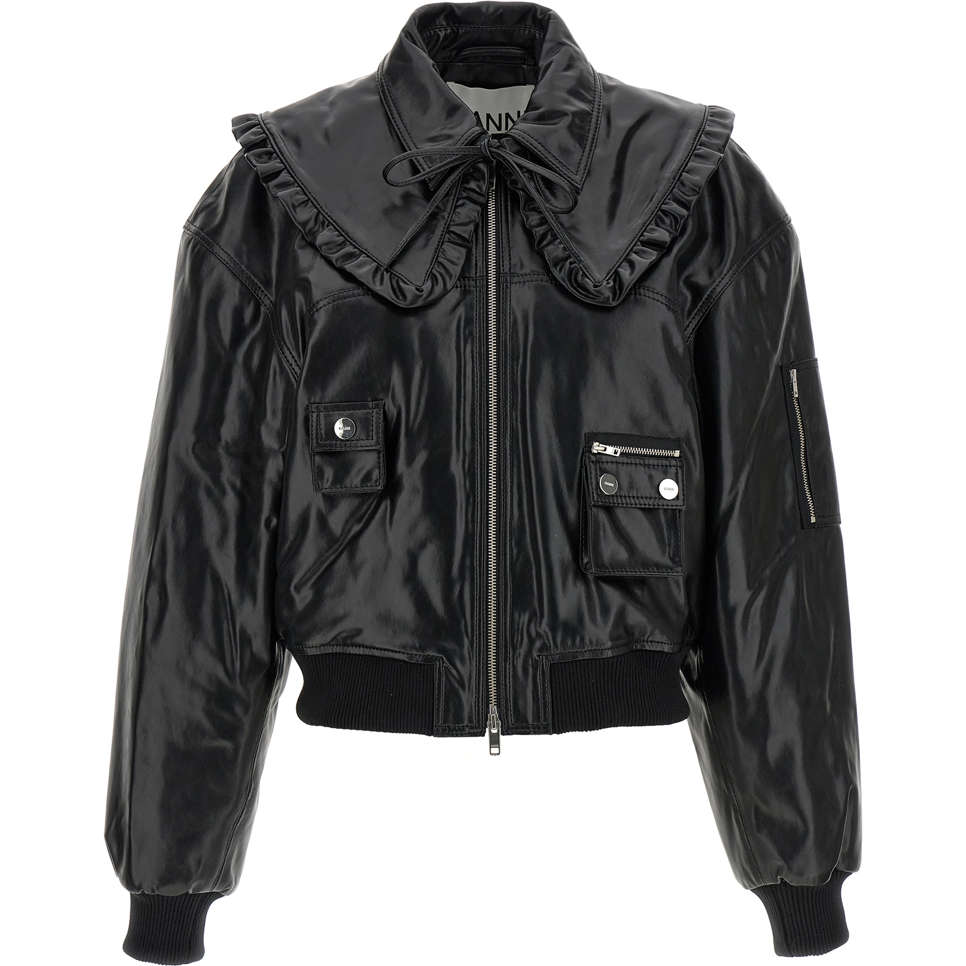 Black Leather Bomber