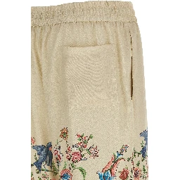 Beige Polyester Casual Pants