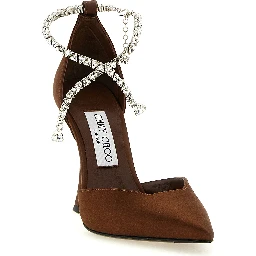 Brown Tencel High Heel Pumps