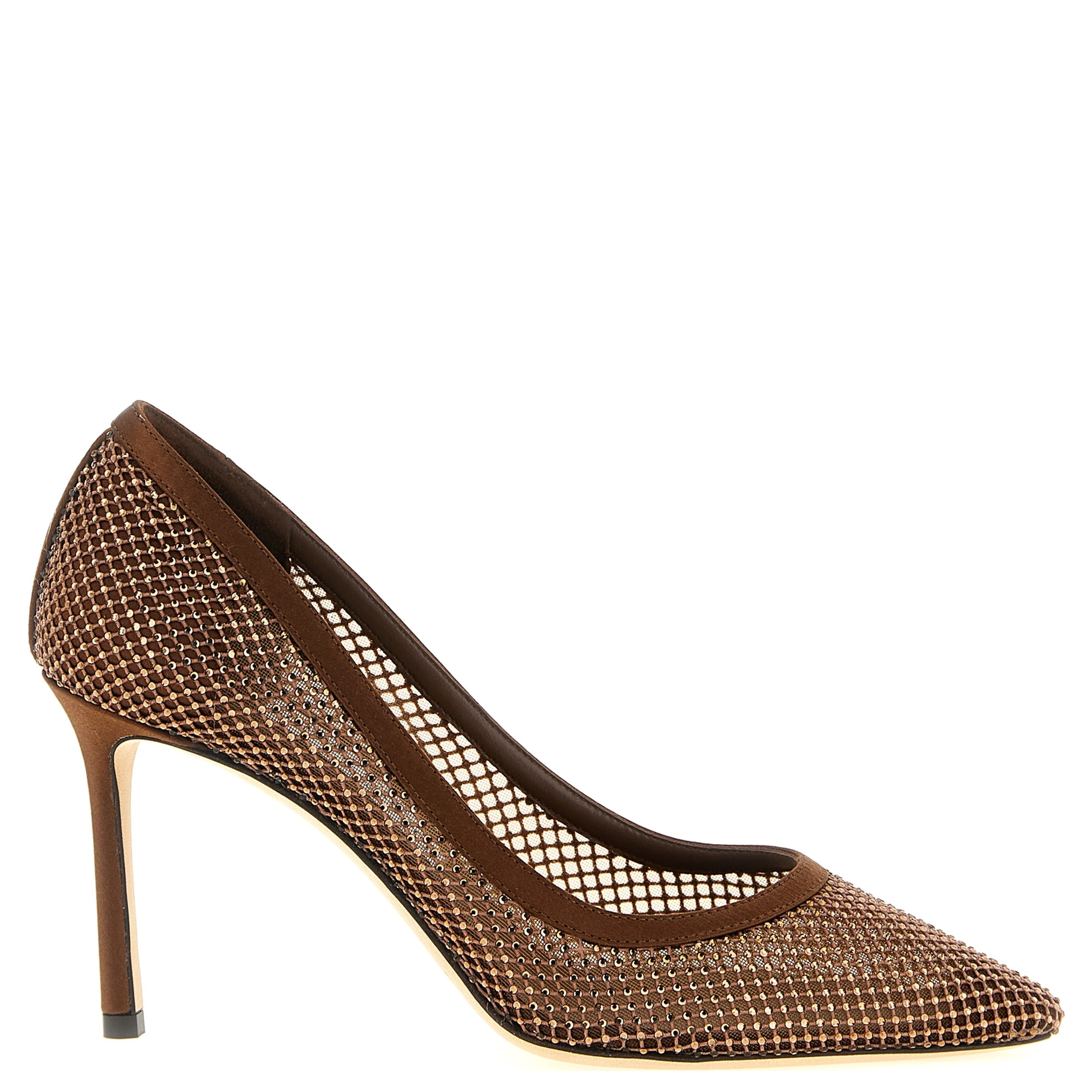 Brown Tencel High Heel Pumps