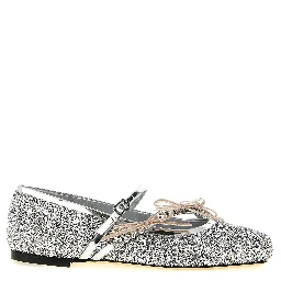 Silver Tencel Ballet Flats