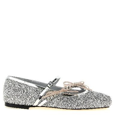 Silver Tencel Ballet Flats