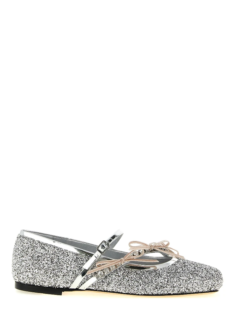 Silver Tencel Ballet Flats
