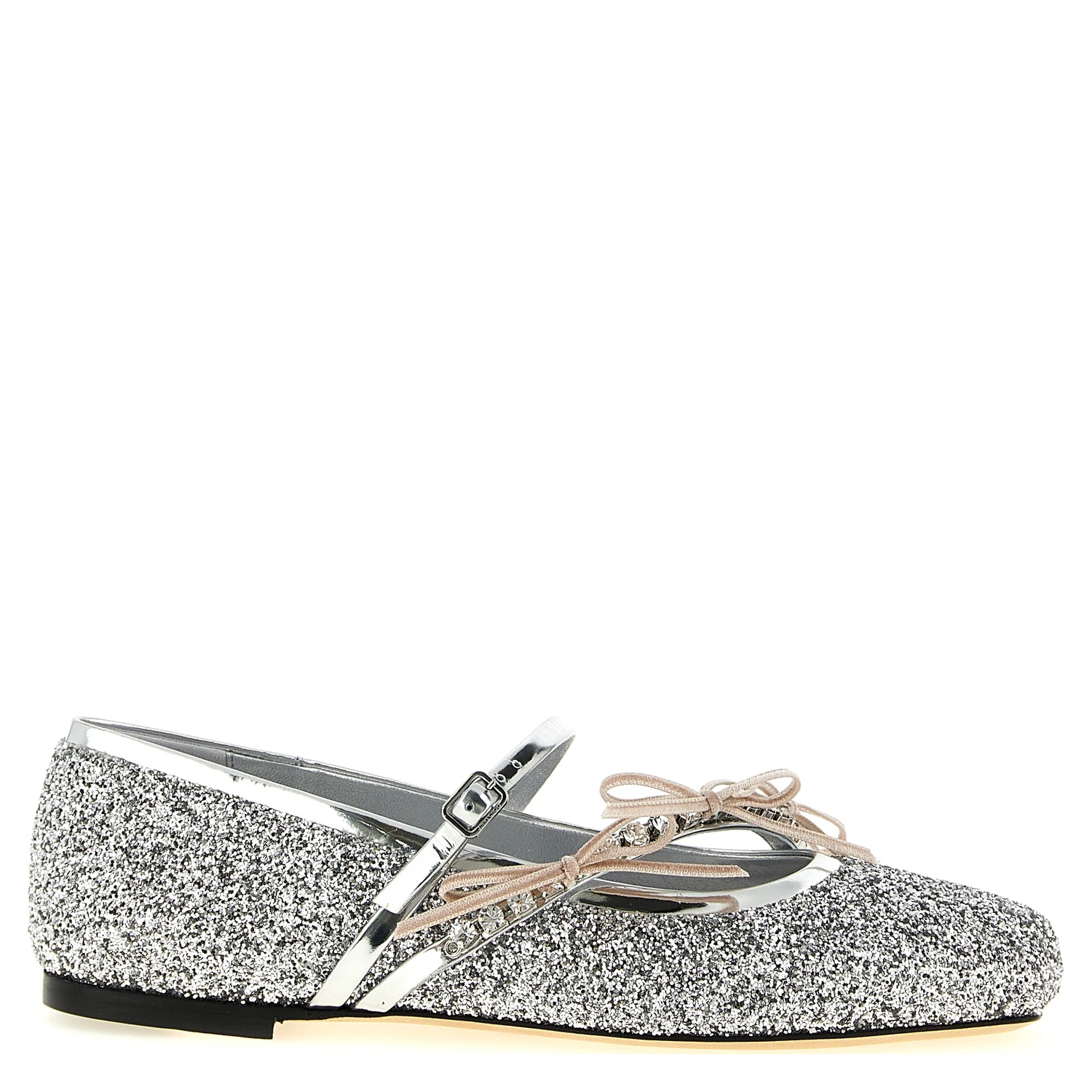 Silver Tencel Ballet Flats