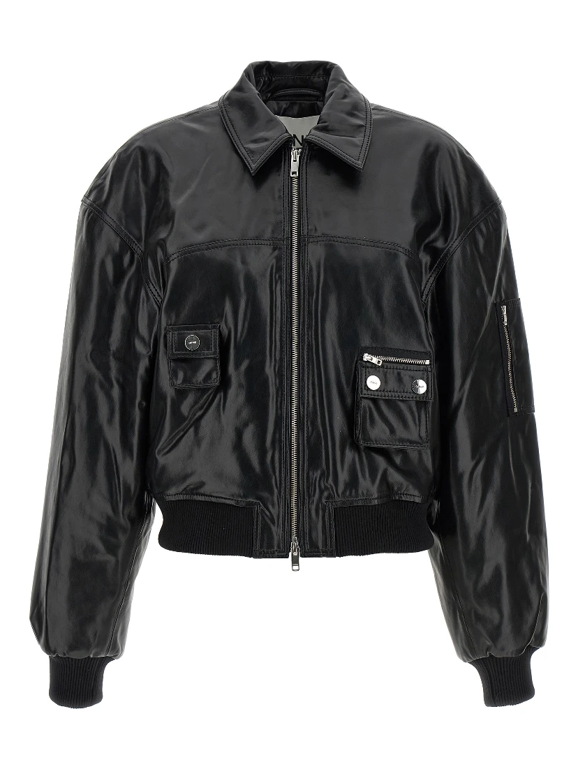 Black Leather Bomber