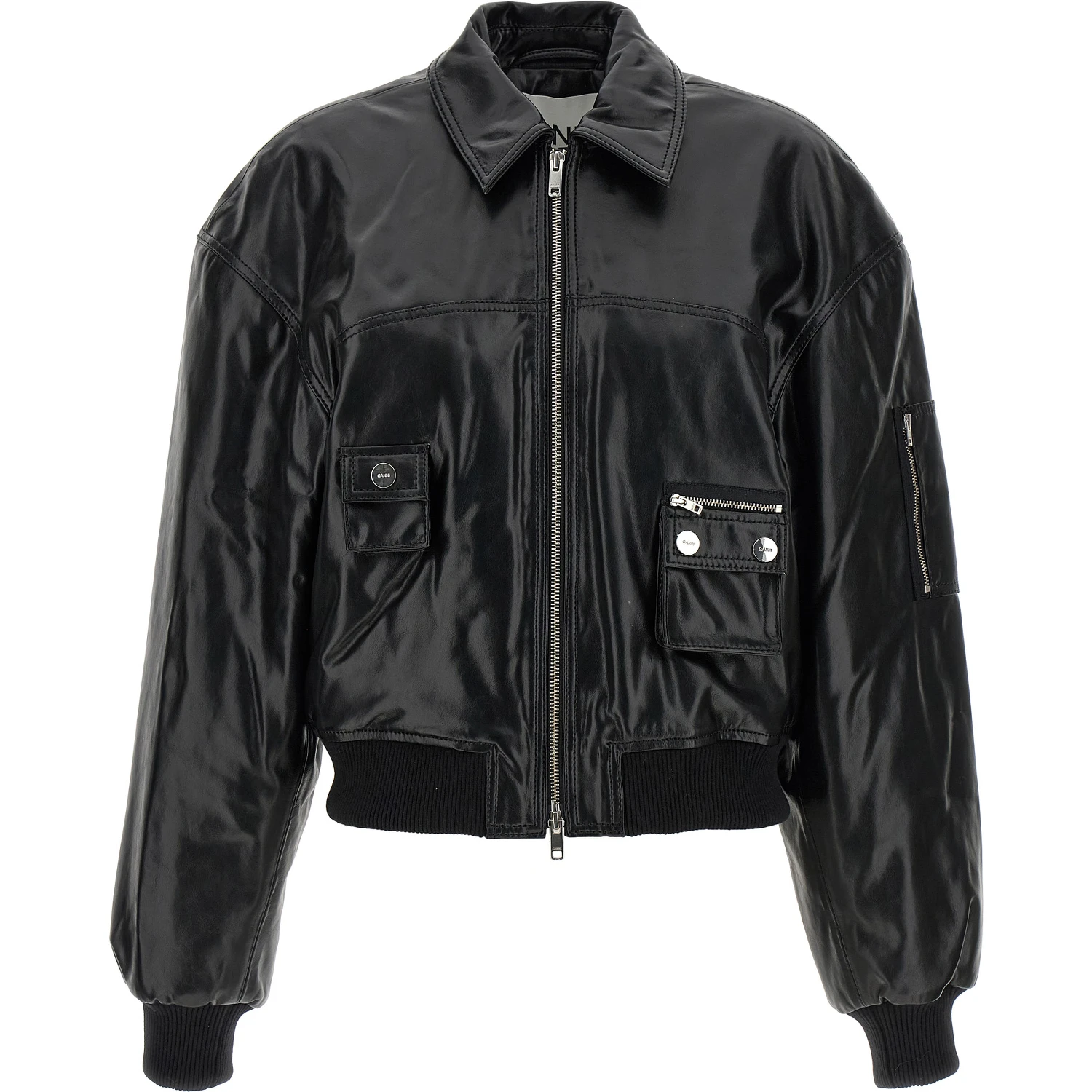 Black Leather Bomber