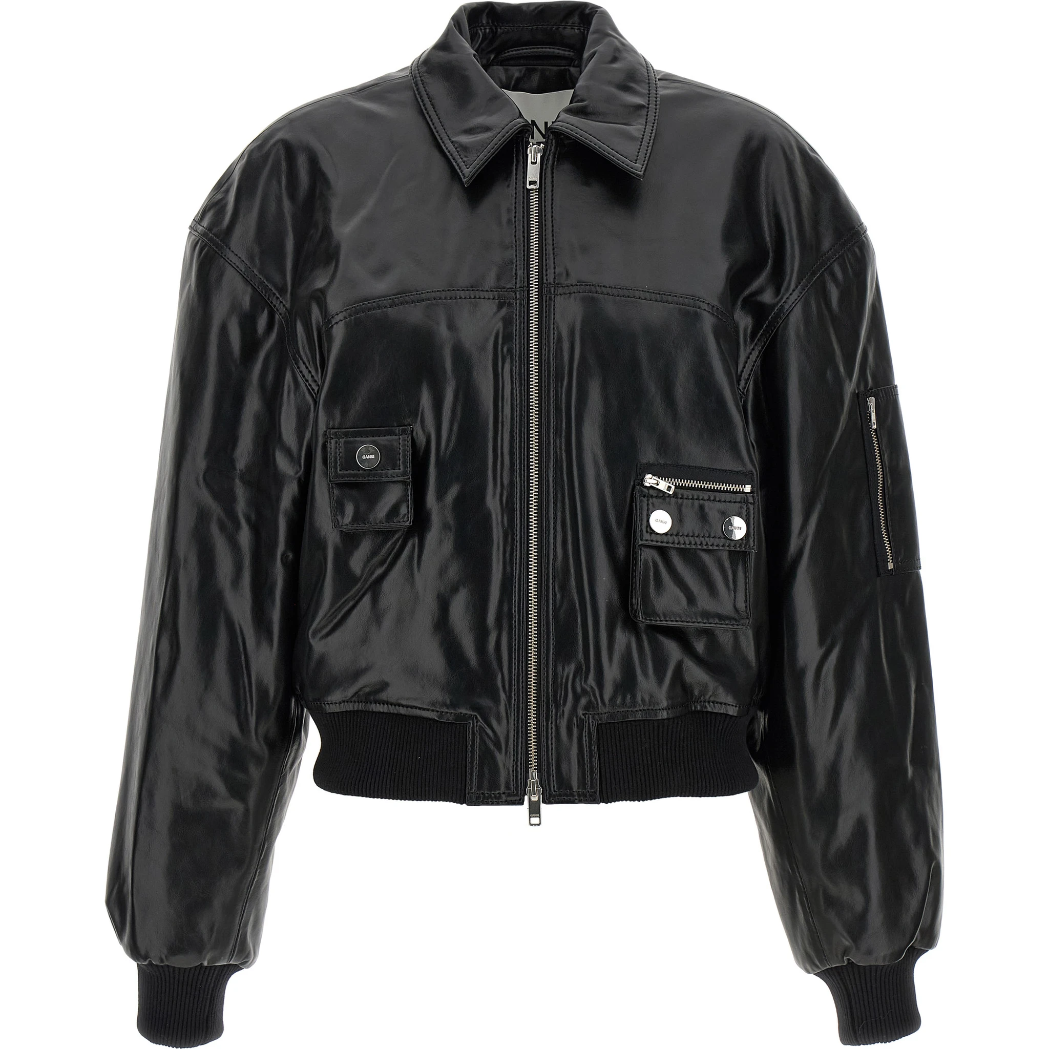 Black Leather Bomber