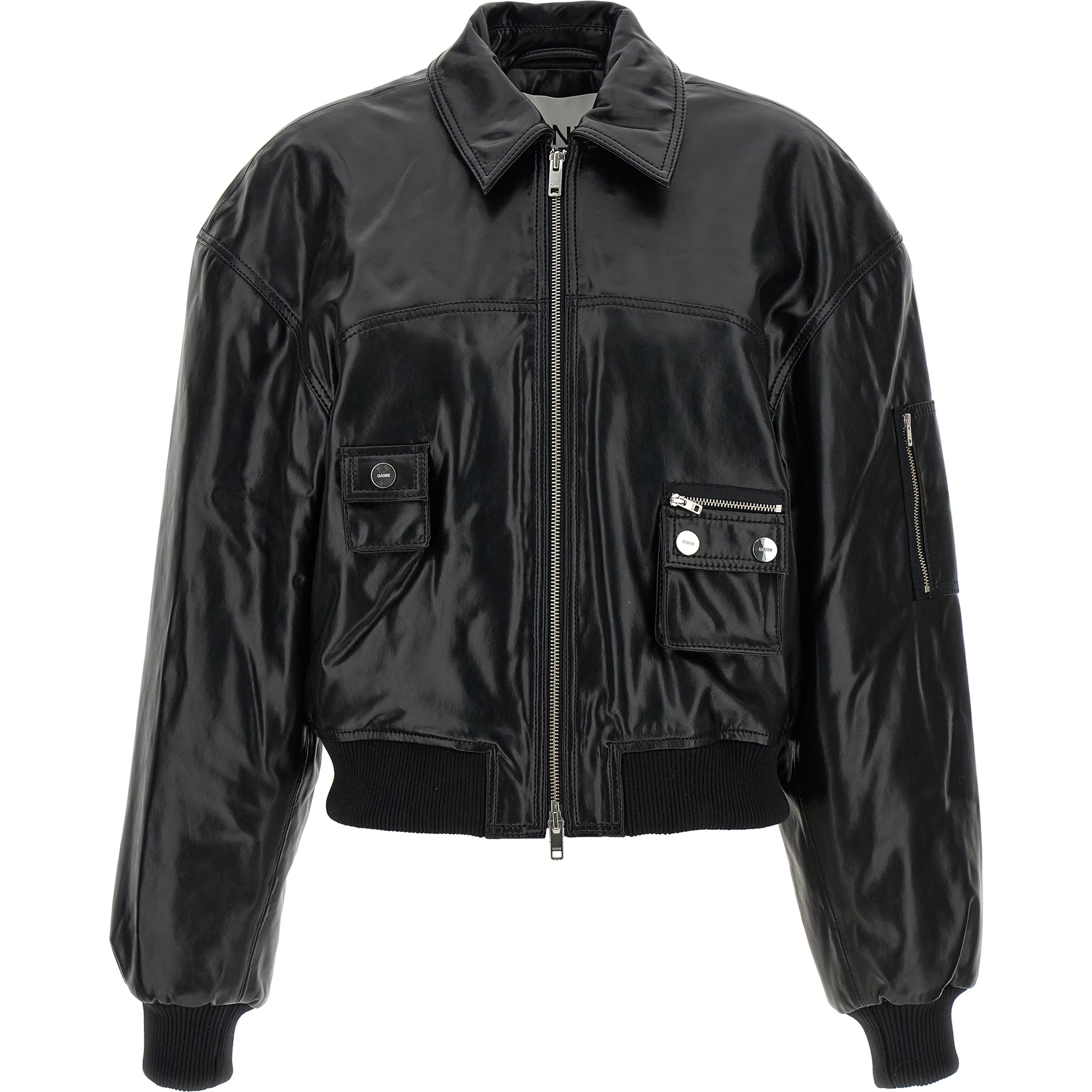 Black Leather Bomber