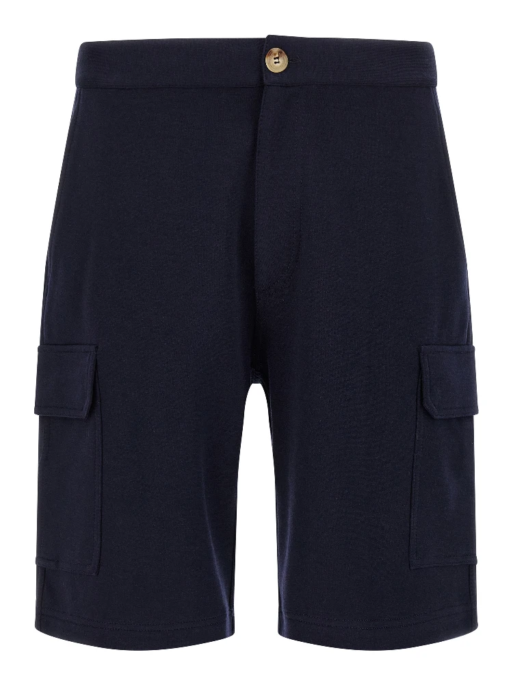 Blue Cotton Bermuda Shorts