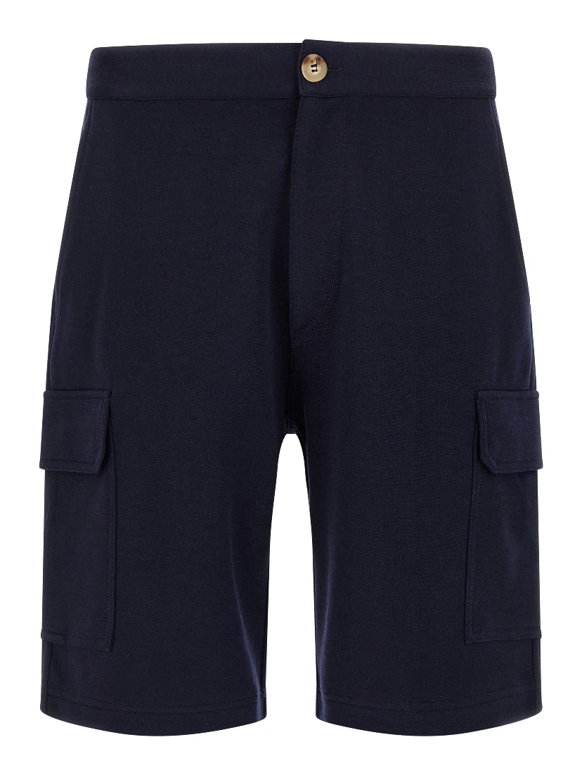 Blue Cotton Bermuda Shorts