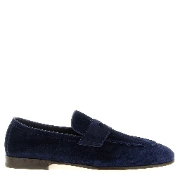 Blue Calfskin Slip-On Loafers