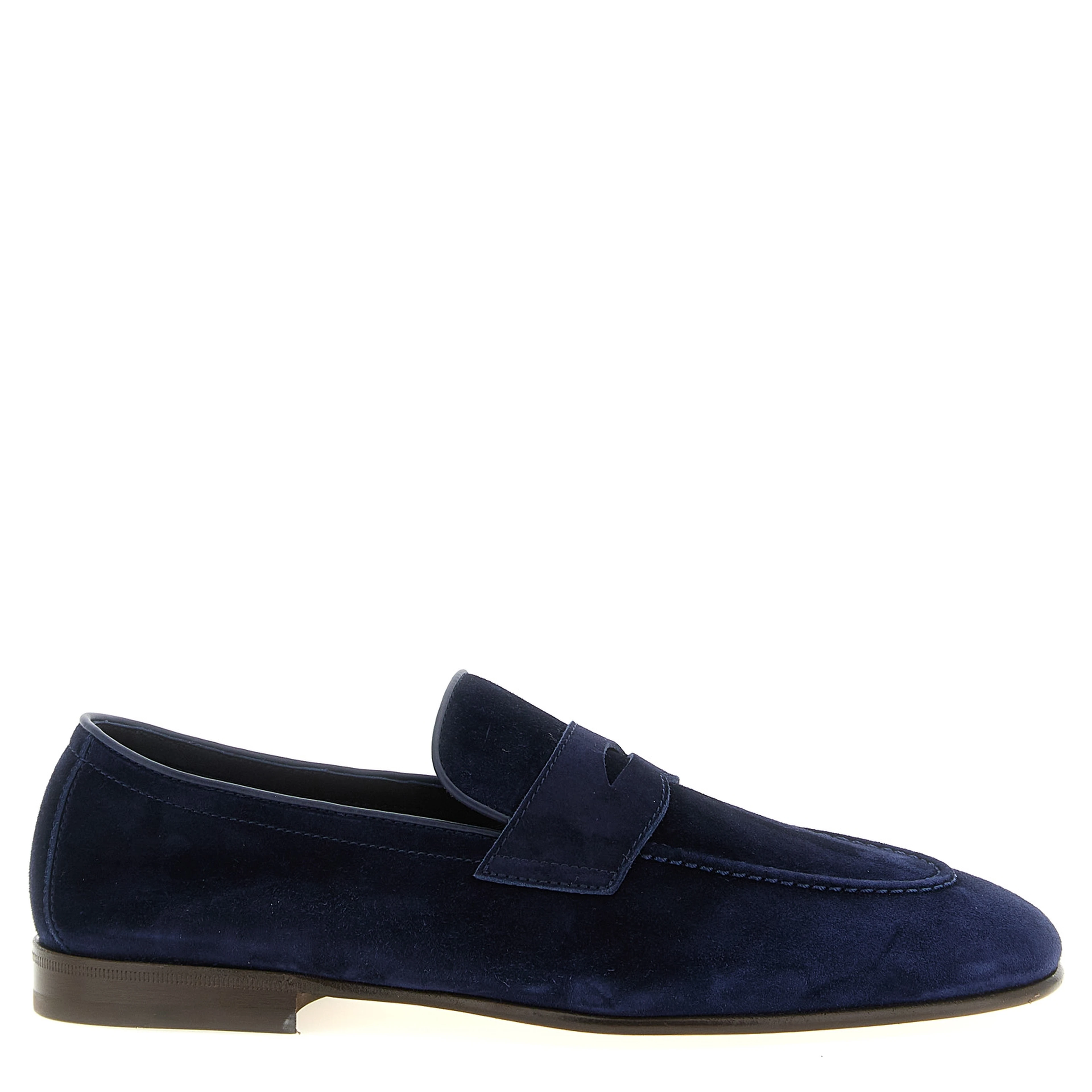 Blue Calfskin Slip-On Loafers