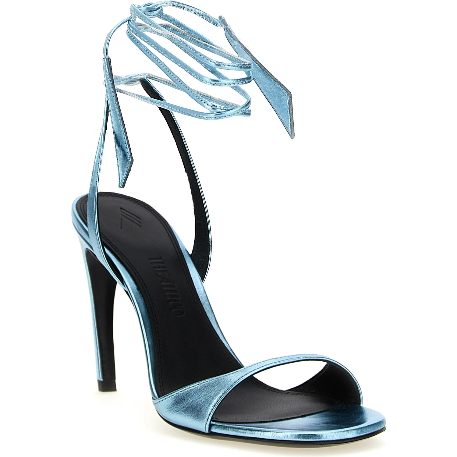 Blue Calfskin Stiletto Heel Sandals