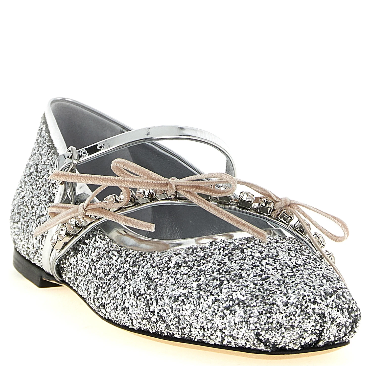 Silver Tencel Ballet Flats