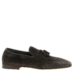 Gray Calfskin Slip-On Loafers