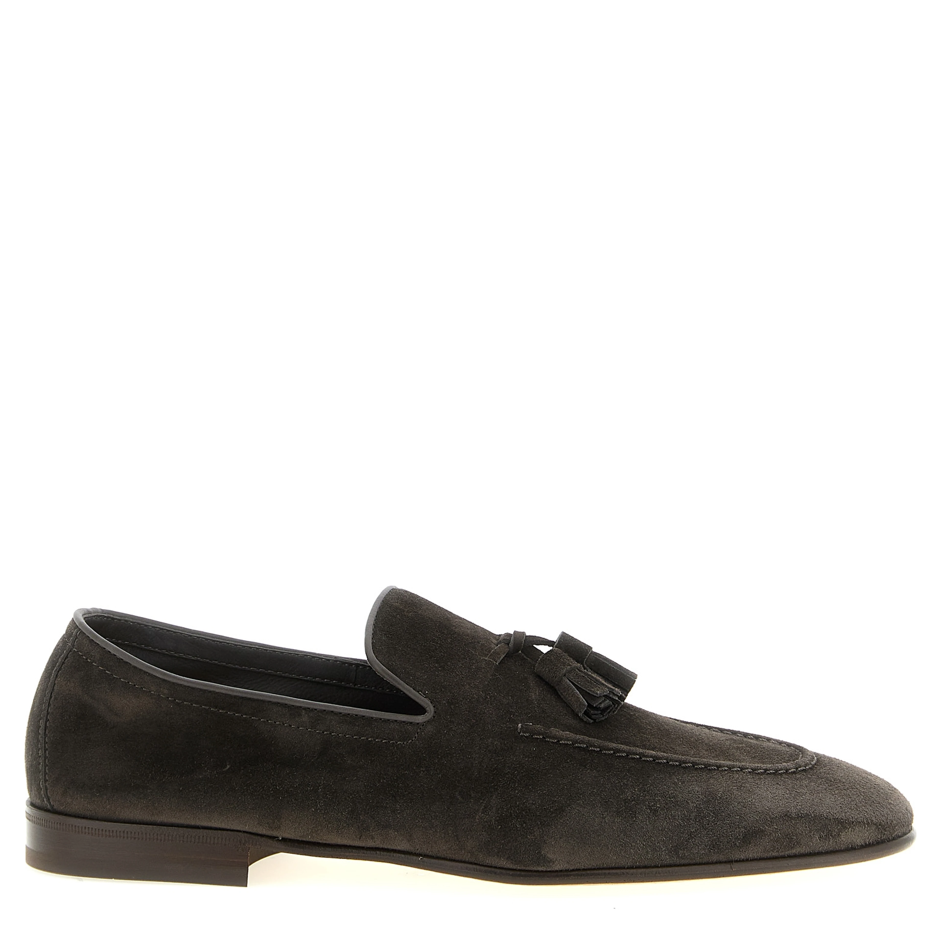 Gray Calfskin Slip-On Loafers